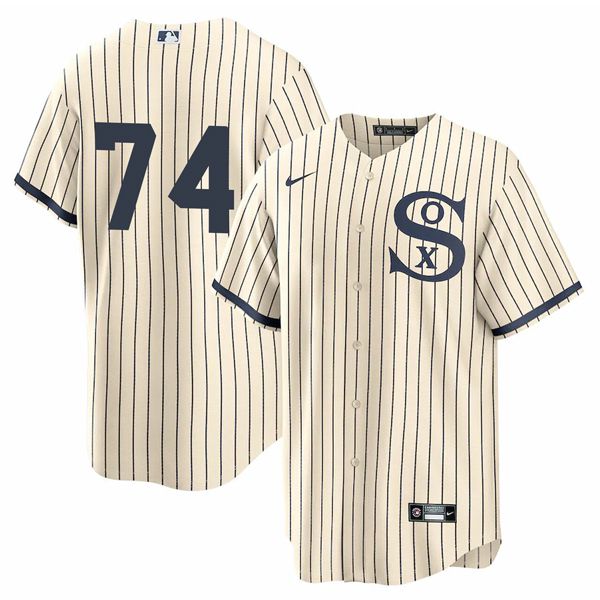 Men Chicago White Sox 74 No Name Cream stripe Dream version Game Nike 2021 MLB Jersey